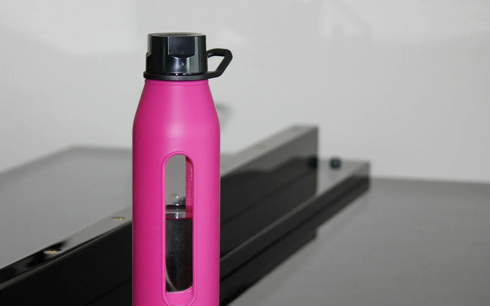 Water bottle, hot pink bottle and water